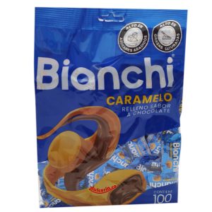 Deliciosos bianchi chocolate rellenos con sabor a chocolate, viene por 100 unidades, y su peso es de 400 g.